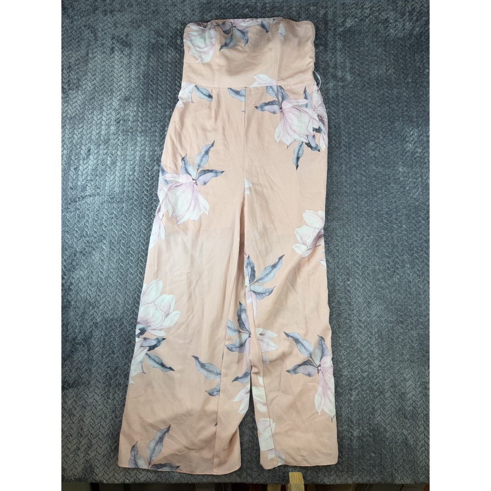 Style State Strapless Jumpsuit Womens 10 Pink Floral Wide Leg Event Party 5375